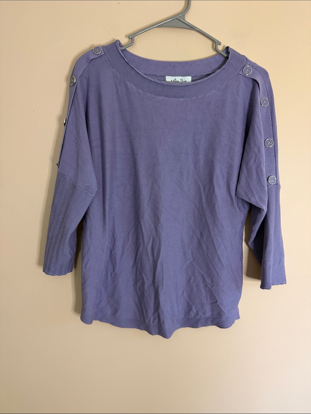 Melissa Paige Lavender Button-Shoulder Knit Top